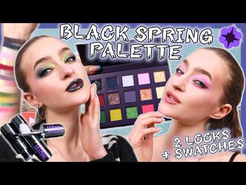 Reviewing The NEW Lethal Cosmetics Black Spring Eyeshadow Palette!! (2 looks and swatches)
