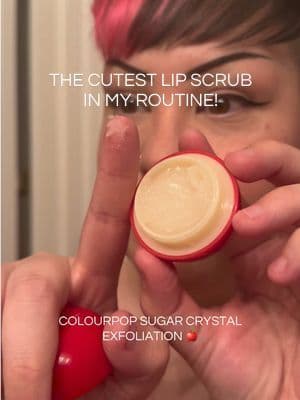 Trying the @ColourPop Cosmetics Snow White Apple Lip Scrub 🍎 This gentle sugar lip scrub exfoliates dry lips while shea butter and jojoba oil help soften and hydrate for smoother lipstick application. #tiktokshopsparkcreator #tiktokshopcreatorpicks #colourpop #lipscrub #disneymakeup