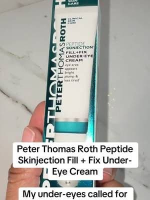 Peter Thomas Roth’s Peptide Skinjection Fill + Fix is a targeted peptide under-eye cream for adding a little extra attention to that delicate area. Tiny tube, dedicated skincare step. 💙 #PeterThomasRoth #UnderEyeCream #PeptideSkincare #SkincareFinds #TikTokShop