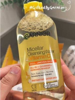 #GiftedByGarnier ✨ Super excited to have this Vitamin C micellar cleansing water! 🍊✨ I was honestly surprised by how quick and easy it removed my makeup—especially paired with the pads. My skin felt clean, refreshed, and glowing after. Safe to say I’m in love with anything Vitamin C! 🤍 #GlowWithGarnier #vitamincmicellarwater #contentcreatorlife #skincareessentials @GARNIER