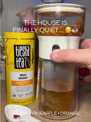Bedtime mom wind down routine 🌙 After a long day, I switch to this @Tiesta Tea Maui Mango loose leaf herbal tea to relax before sleep. Made with real pineapple, mango, orange slices, hibiscus, and safflowers for a naturally sweet, cozy nighttime drink. #loosetea #caffeinefree #tea #tiktokshopsparkcreator #tiktokshopcreatorpicks