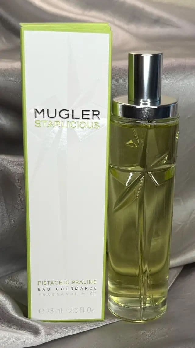 REVIEW: @muglerofficial Starlicious Pistachio Praline hair and body spray In the bottle I just get a really sweet perfum
