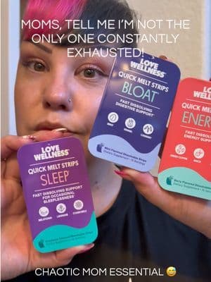 I finally tried the Love Wellness Quick Melt Strips and honestly… these have been so convenient for busy mom life 😭💅 The @lovewellness Energy has green coffee, maca, and ginseng help support energy during chaotic days, the Bloat strips with mint and fennel are great after heavy meals, and the Sleep strips with melatonin, lavender, and chamomile help me wind down at night. I love that they dissolve right on your tongue — no water, no pills, no extra effort. #lovewellness #tiktokshopsparkcreator #tiktokshopstockup #tiktokshopcreatorpicks #tiktokshopmothersday