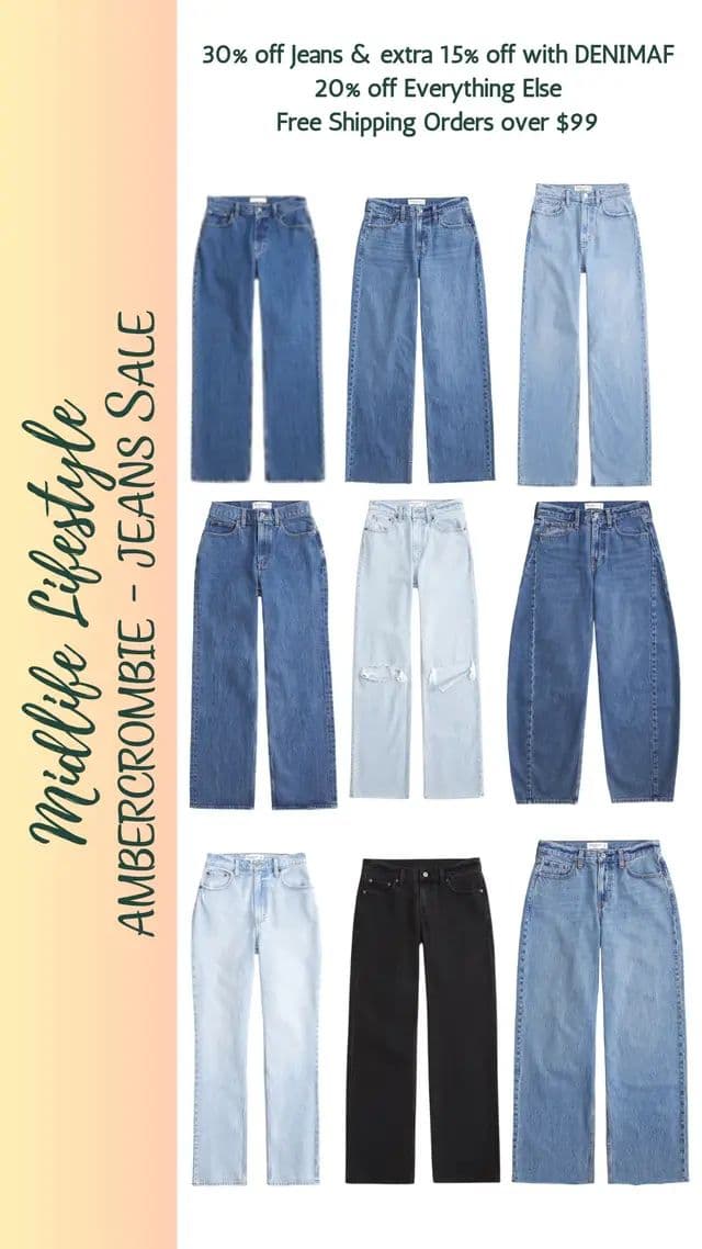 It’s time to refresh your denim collection! Right now, Abercrombie is offering 30% off jeans—and you can stack the code DENIMAF for an extra 15% off! 🙌💸 Plus, 20% off almost everything else and free shipping on orders over $99. 🚚💕 Perfect time to snag those jeans you’ve been eyeing! 👀👖 #abercrombiesale #denimlovers #jeansonsale #denimdeals #fashionfinds #salealert #jeansfordays #AbercrombieStyle #shopmylooks #freeshipping #ltksale #LTKStyle