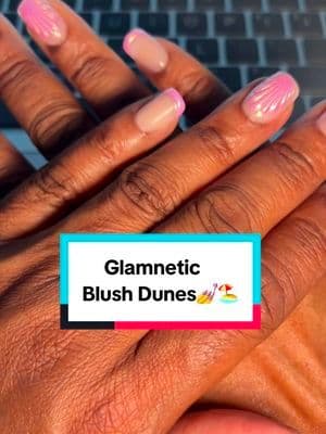 Trying to focus but my Blush Dunes nails keep distracting me 💅🌴✨@Glamnetic #Glamnetic #SirensCove #PressOnNails #BlushDunes #TikTokShopCreatorPicks