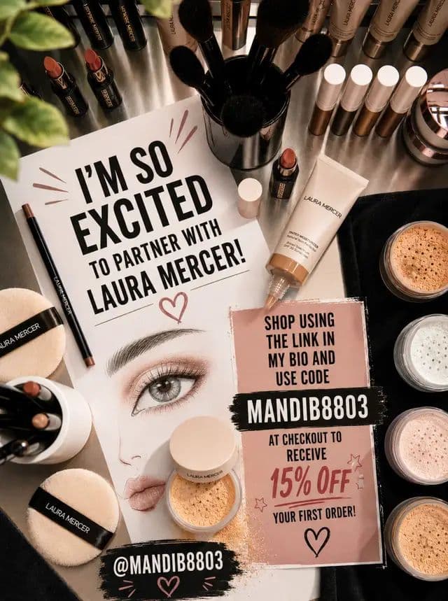 So excited to officially partner with Laura Mercer! 💋 I just love how elegant and luxurious ✨the brand feels, and their products make my makeup look so smooth and polished! 💄 Shop using the link in my bio and use code MANDIB8803 at checkout to receive 15% off 🌈 your first order! 🛍️ #lauramercier 💄 #luxurybeauty ✨ #softglamour 🪞 #ilovemakeup 🥰 #mandib8803💕