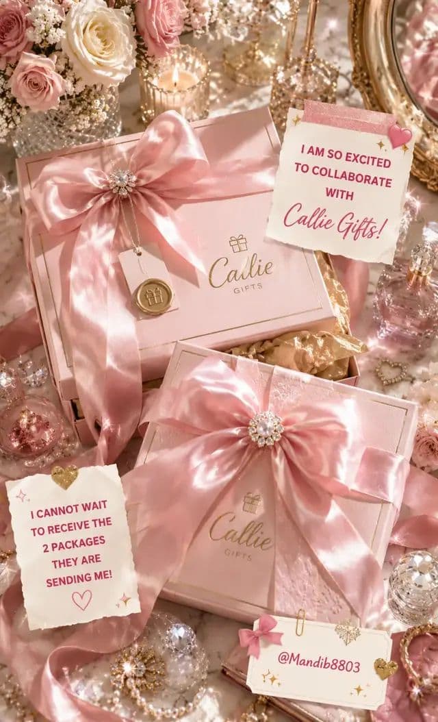 I’m so excited to collaborate with @Calliegifts 🎀💖 I can’t wait to receive my two beautiful custom packages literally with my name on them! 🎁✨😍 Thank you so much Callie Gifts!! 🌸 #calliegifts 🌈 #customgifts 🎁 #collab ✨ #contentcreator 🎥 #mandib8803💕