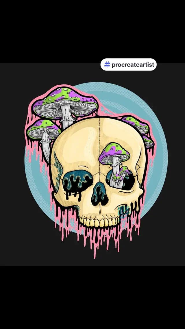 The new drippy mushroom skull from earlier π§ππ available in my Etsy shop as stickers, tshirts, and poster prints. It's part of a really cool collab I'll have coming up soon π #procreate #skullart #drippyart #illustrator #illustration #drippy #skull #mushroom #mushroomart #psychedelic #psychedelicart #trippy #trippyart #collab #collaboration #collabart #fansidea #illymakes #procreateart #procreatedrawing #procreateillustration #procreateartist #creatorsearchinsights