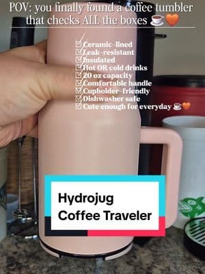 The @HYDROJUG Coffee Traveler might be my new favorite coffee cup โ๏ธ๐ค Ceramic-lined, insulated AND leak-resistant?! Yes please! ๐ This 20 oz travel coffee mug keeps your hot drinks hot and cold drinks cold, has an easy-carry handle, flip lid AND fits perfectly into your on-the-go routine. ๐ With cooler mornings coming, I already know this is going to be getting LOTS of use for coffee runs, school drop-offs and cozy fall drinks. โ๏ธ๐ #coffee #drinks #travel #tumbler #tiktokshopbacktoschool
