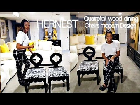 DIY Hernest Quatrefoil Wood Dining Chair Set of 2 /Winter decorating ideas Collaboration inspiration