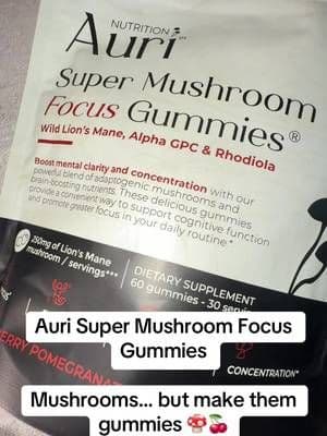 Auri Super Mushroom Focus Gummies turn a mushroom supplement into an easy gummy format. A simple option for adding a mushroom-based supplement to your everyday wellness routine. 🍄✨ #AuriNutrition #MushroomGummies #MushroomSupplement #WellnessRoutine #TikTokShop