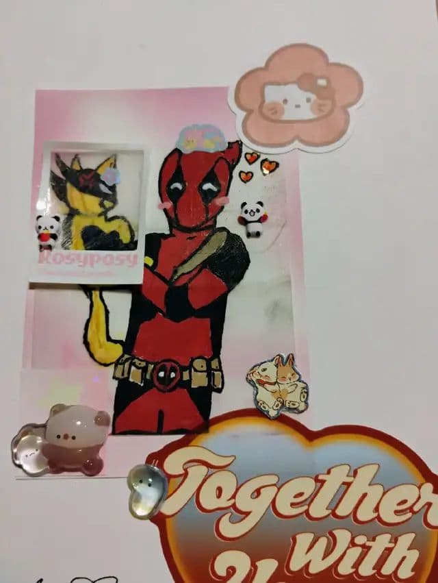 thank you @BeanMan240 ! #yippee #smallartist #artistsoftiktok #drawing #fyp #fypシ゚viral #art #2024 #foryou #yay #marvelstudios #deadpool #pookie #insane #cat #kitty #wolverine #deadpoolwolverine #poolverine #marveltok #hellokitty #heart #bunny #stickers #commission