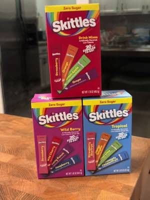 Craving the taste of Skittles but want a healthier twist? Meet your new hydration obsession! 20 pre-portioned organic powder mixes bring iconic flavors to life, from fruity sweetness to classic grape. Each GMO-free packet mixes in seconds, with sucralose for bold taste without the calories. Perfect for gym bags, lunch boxes, or snack time adventures. Stock up on vibrant flavors that fuel your day right, click to make every sip as fun as it tastes! #drinktherainbow #ad #skittles #tastetherainbow #skittlesdrinkvarietypack
