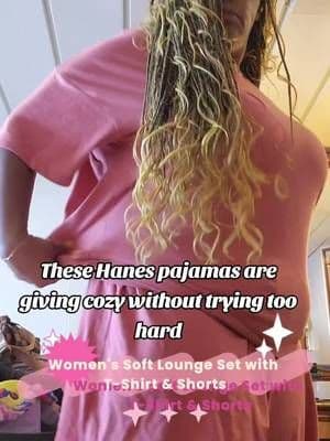 Cozy women’s Hanes pajamas that are soft comfortable and perfect for lounging sleeping or packing for your next trip. #TikTokShop #CozyFinds #PajamaSet #ComfyStyle #TravelholicsFinds