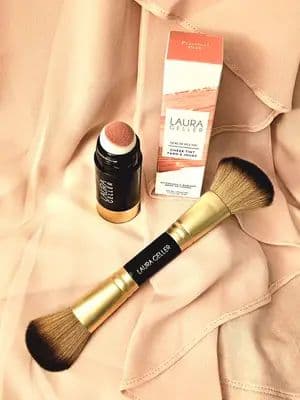 Power or cream blush? I am loving this cream blush by Laura Geller Beauty! I received the Serum Blush Cheek Tint in shade Practical Pink and the Dual-Ended Blush + Bronzer Brush for free from Laura Geller Beauty in exchange for my honest review. Laura Geller Beauty products enhance your beauty, especially those with maturing skin. They have flipped the script and focused on 40+, while most of the makeup industry is geared toward those in their 20s. LG Beauty goes the extra steps to make their products perform at their best. The Serum Blush Cheek Tint has a removable sponge that you can clean! Game changer for sure, plus they provide an extra tip! I am a huge fan of the Serum Blush Cheek Tint! I like how the blush is infused with skincare to ensure a hydrated, long-lasting look! The sponge applicator makes it so easy to apply the blush right where you want it. The blush is luxurious and creamy, and blends so easily! I barely had to blend it in! It has a dewy, glowing finish that enhances your natural flush and doesn't settle into fine lines or crease. I applied it by using my fingers and with the Dual-Ended Blush + Bronzer Brush. Both methods worked great! I also like how you can use the Serum Blush Cheek Tint as a lip tint too! Now for the Dual-Ended Blush + Bronzer Brush! In my opinion, Laura Geller Beauty has the best brushes! I always love a multifunctional tool and this one does not disappoint! I used the angled end of the brush to blend the Serum Blush Cheek Tint. It did a wonderful job! I found that the brush was so soft gentle on my skin. It was easy to glide the brush and blush over my cheeks without pulling or tugging at my skin. It just feels so silky soft! @lauragellerbeauty #LGblush725 #lauragellerbeauty #sponsored #lauragellerambassador #gifted #skincare