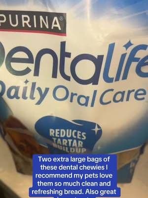 Now on the TikTok, you can get two large extra large bags at a great deal. Go check it out guys. I definitely recommend #PURINA. #DENTAJIFE. #DATJY. #ORAL. #CARE. #DAILYORALCARE #PURINA @PURINA #Pets #Dogs #Animals #FurBabies #Dental #DentalCare #PetDentalCare #DogParents #CleanBread #Treats #ChickenFlavor #TikTok #TikTokShop #TikTokCreator #PetTalk