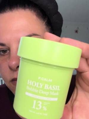 P.CALM Holy Basil Bubble Deep Mask 13% 🫧 Benefits: Deep cleans pores, removes excess oil & impurities, soothes redness, gently brightens. Great weekly deep clean! Perfect for oily/combination or redness-prone skin. My skin feels calm after every use. YesStyle discount code: APLB107MLM7. #bubblemask #pcalm #skincare #glassskin #koreanskincare @P.CALM @YesStyle