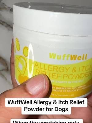WuffWell Allergy & Itch Relief Powder is an easy-to-serve dog supplement featuring ingredients including probiotics, making it simple to add to your pup’s daily routine. 🐾💛 #WuffWell #DogSupplements #DogWellness #PetCare #TikTokShop